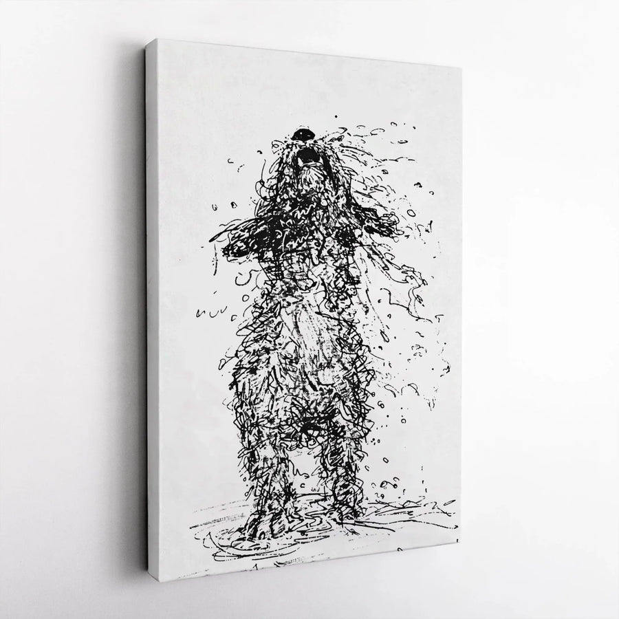 Shaking Wet Poodle Wall Art | Abstract Scribble Sketch Print | Premium Gallery Wrap Canvas | Unique Dog Lover Gift Home Decor