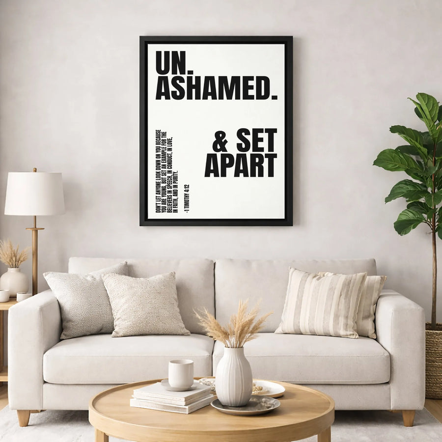 Unashamed & Set Apart Canvas | 1 Timothy 4:12 Bible Verse Wall Art | Premium Gallery Wrapped Decor | Inspirational Christian Gift for Believers