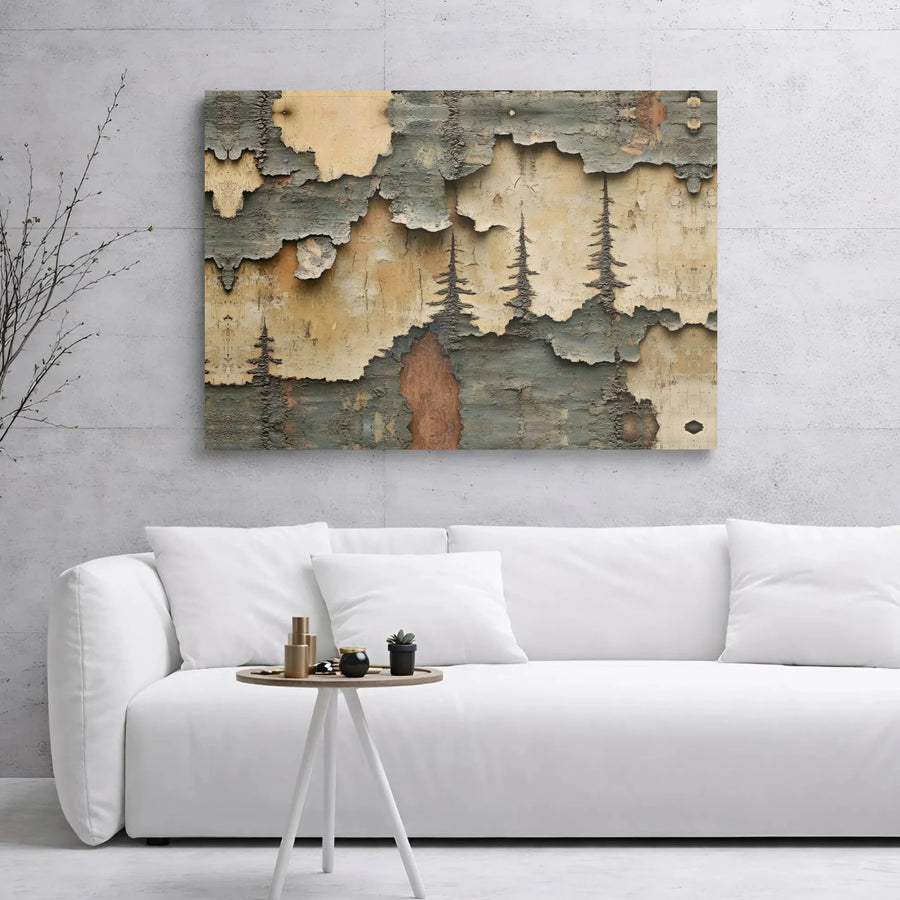 Abstract Pine Tree Canvas Wall Art | Peeling Bark Texture Print | Premium 1.25-inch Gallery Wrap | Modern Nature Decor for Home and Office
