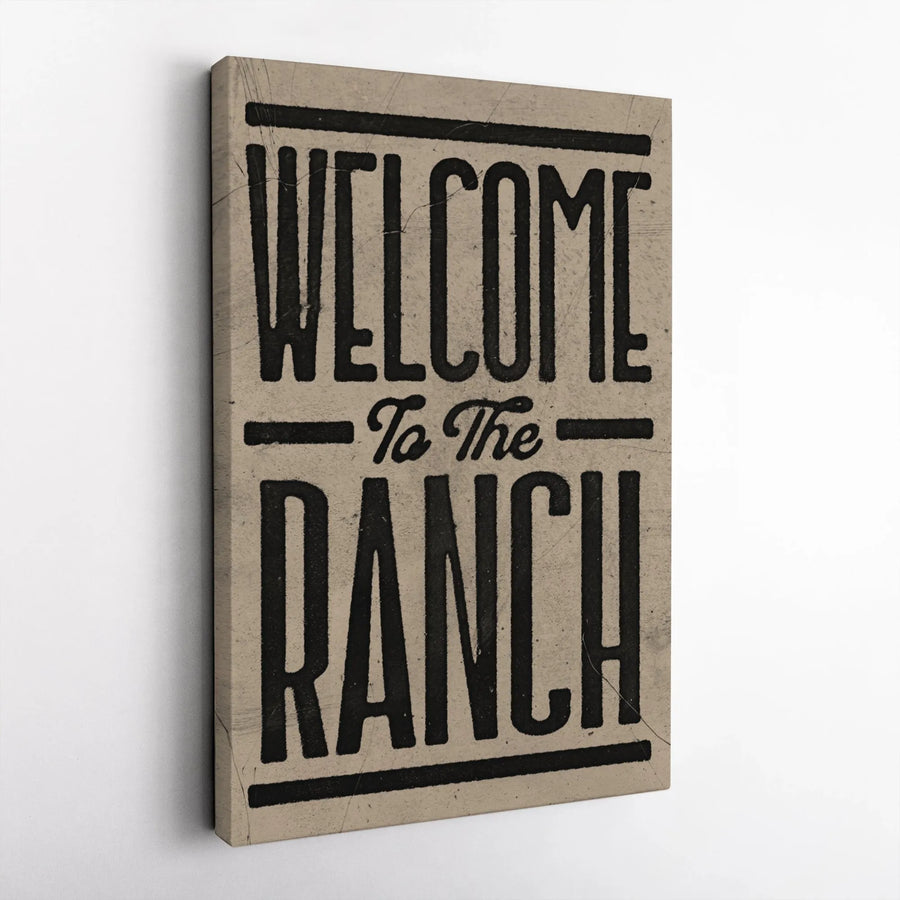 Welcome To The Ranch Canvas Wall Art | Rustic Western Home Decor | Gallery Quality 1.25 Inch Wrap | Farmhouse Entryway Sign Gift