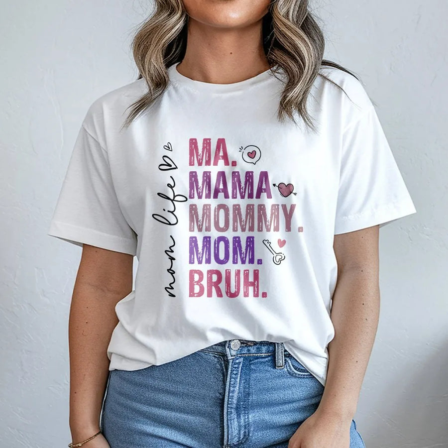 Funny Mom Bruh T-Shirt | Humorous Mom Life Quote Graphic | Cozy Cotton Blend Pullover | Unique Mother's Day Gift for Her