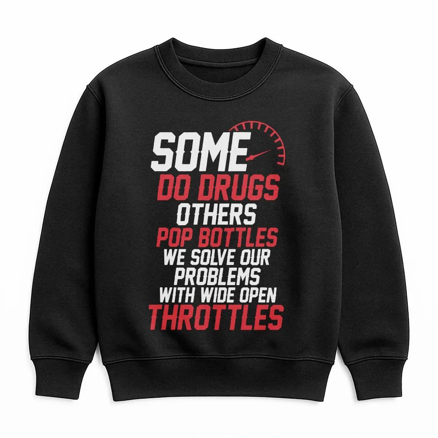Wide Open Throttle Sweatshirt | Funny Biker Graphic Tee | Soft Breathable Cotton | Gift for Car Guy or Motorcycle Enthusiast