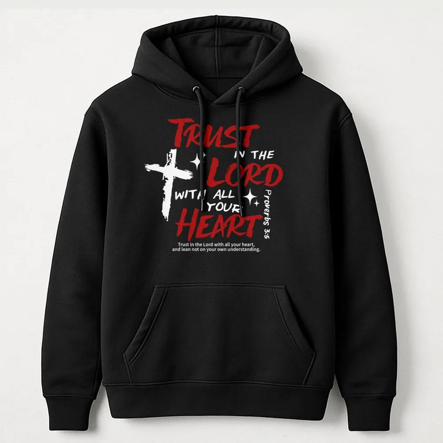 Trust In The Lord Hoodie | Proverbs 3:5 Christian Graphic | Premium Cotton Blend | Religious Gift for Men and Women