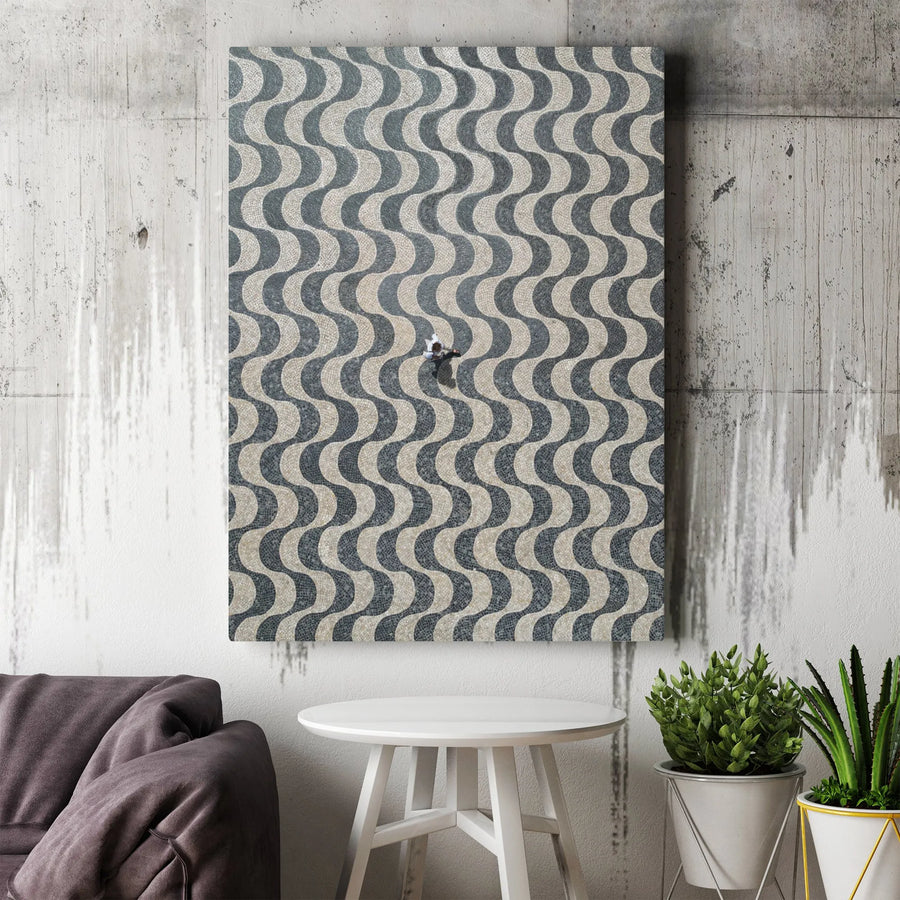 Copacabana Sidewalk Vertical Canvas | Iconic Portuguese Pavement Art | Premium Canvas Wall Decor | Gift for Traveler & Brazil Lovers