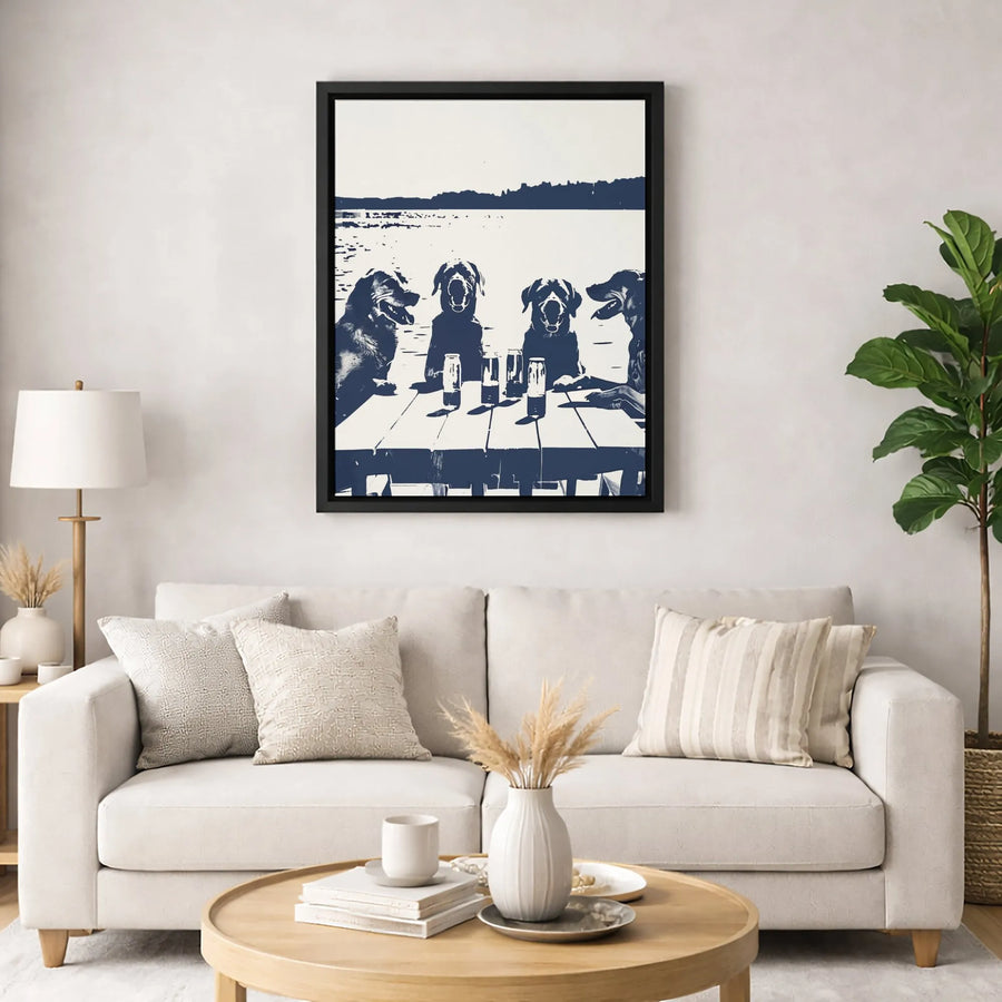 Dogs Drinking Beer Canvas Art | Funny Lake House Decor | Premium 1.25-Inch Gallery Wrap | Unique Gift for Dog Lovers