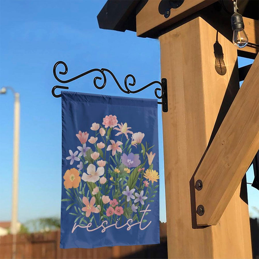 Resist Garden Flag | Floral Wildflower Yard Decor | Premium Weather-Resistant Polyester | Activist Feminist Gift for Front Porch