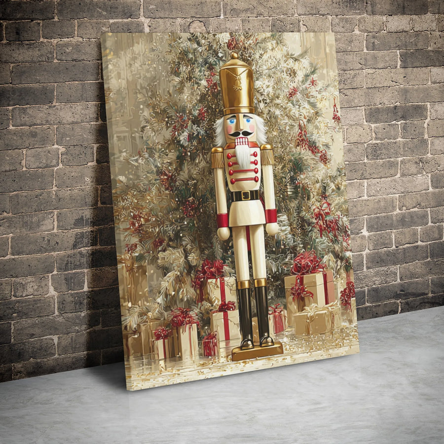 Nutcracker Wall Art Canvas | Vintage Christmas Soldier Print | 1.25 Inch Gallery Wrap | Holiday Home Decor Gift