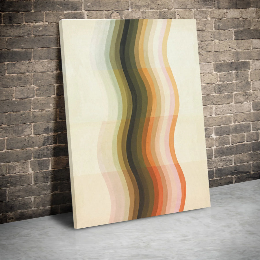Retro Abstract Canvas Art | Earth Tone Wavy Lines Print | Premium Fade-Resistant Canvas | Modern Minimalist Home Decor Gift