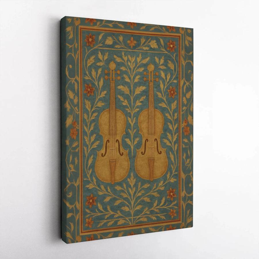 Violin Canvas Wall Art | Botanical Floral Vine Illustration | Premium Gallery Wrap Print | Music Room Decor for Musicians and Violinists