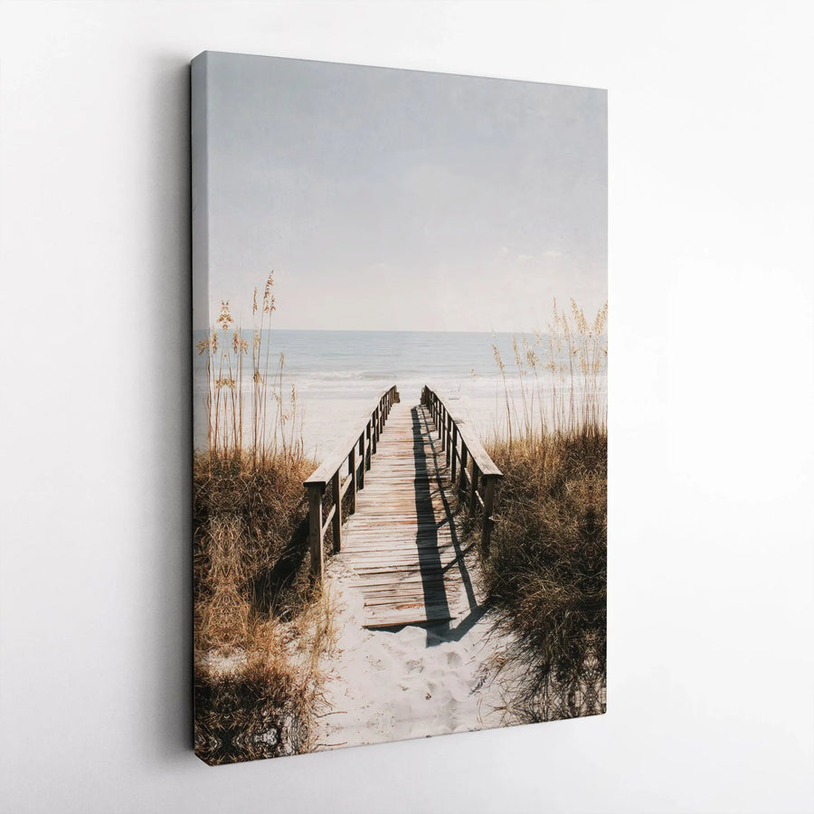 Beach Boardwalk Vertical Canvas Wall Art | Coastal Ocean Path & Sea Grass Landscape Print | Premium 1.25” Gallery Wrap | Serene Coastal Home Decor Gift