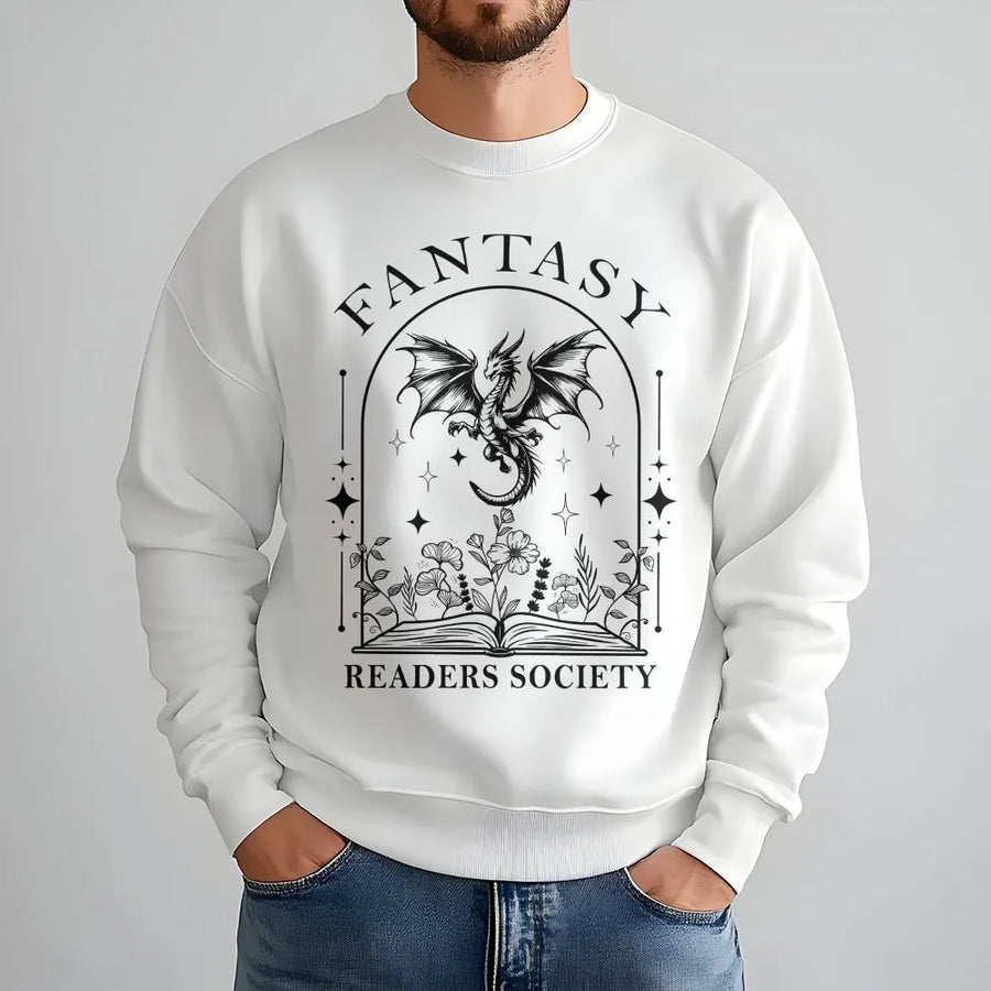 Fantasy Readers Society Sweatshirt | Dragon Bookish Aesthetic Design | Premium Cotton Blend | Gift For Book Lovers And Fantasy Readers