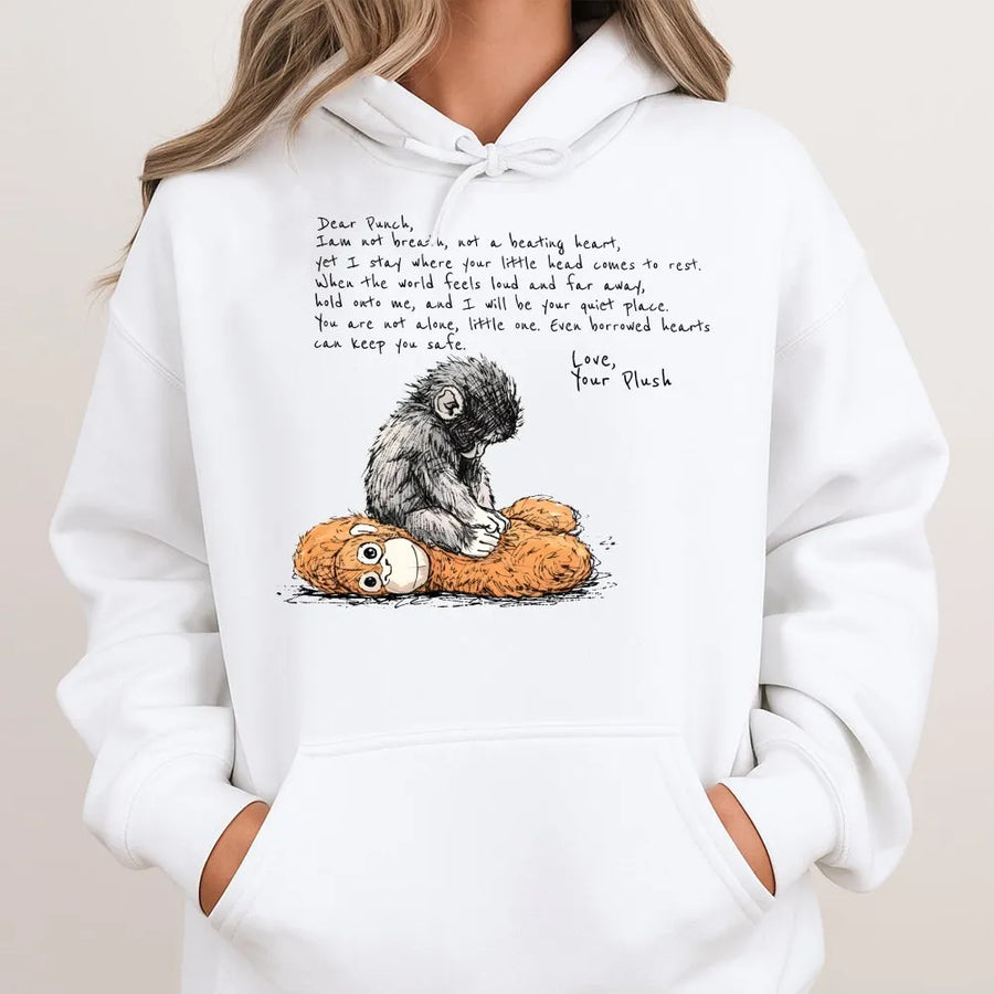 Dear Punch Monkey Hoodie | Emotional Poem Illustration | Soft Cotton Blend Premium Sweatshirt | Gift for Animal Lovers & Comfort Seekers
