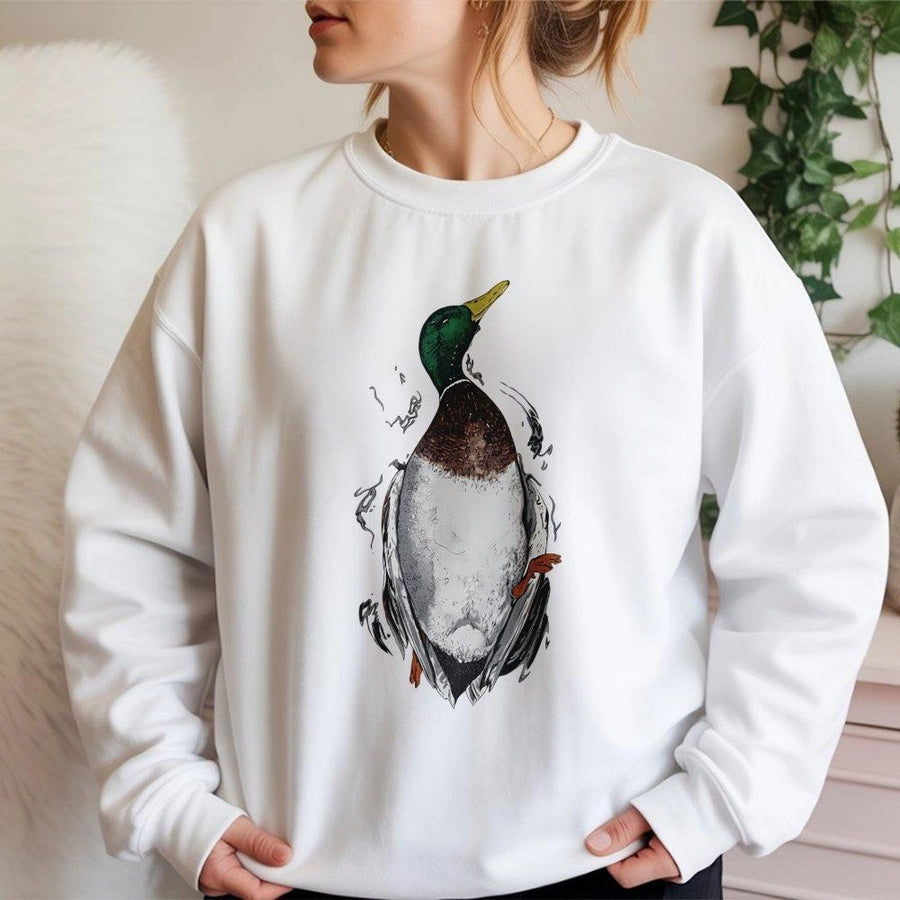 Mallard Duck Sweatshirt | Artistic Waterfowl Hunting Graphic | Premium Cotton Blend | Gift For Duck Hunters And Outdoor Enthusiasts