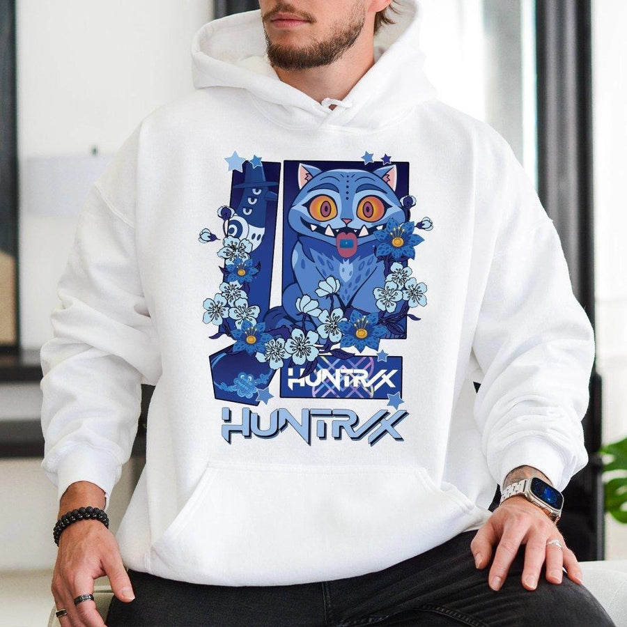 Anime Cat Hoodie | HUNTRX Graphic Urban Streetwear | Cotton-Poly Premium Pullover | Gift for Anime Fans & Kawaii Aesthetic Lovers