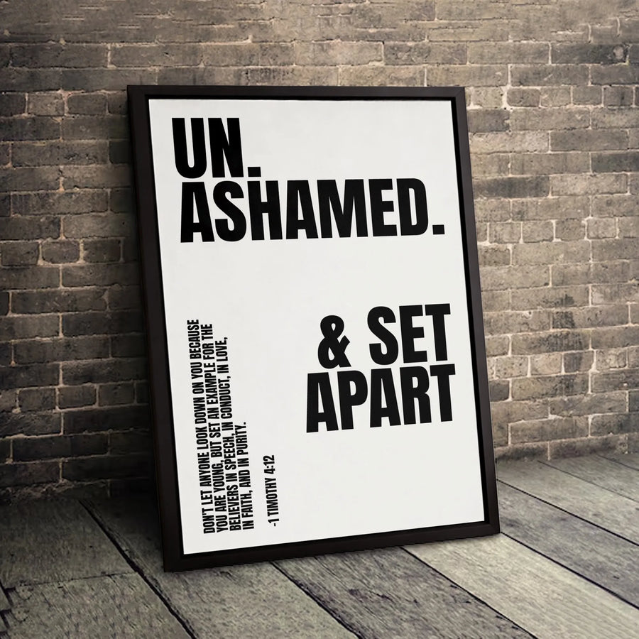 Unashamed & Set Apart Canvas | 1 Timothy 4:12 Bible Verse Wall Art | Premium Gallery Wrapped Decor | Inspirational Christian Gift for Believers