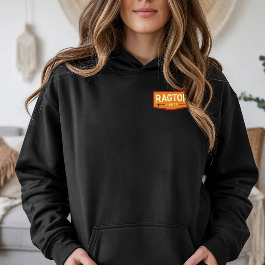 Ragtop Fire Co Hoodie | Minimalist Firefighter Chest Logo | Soft Cotton Blend Pullover | Gift for First Responder