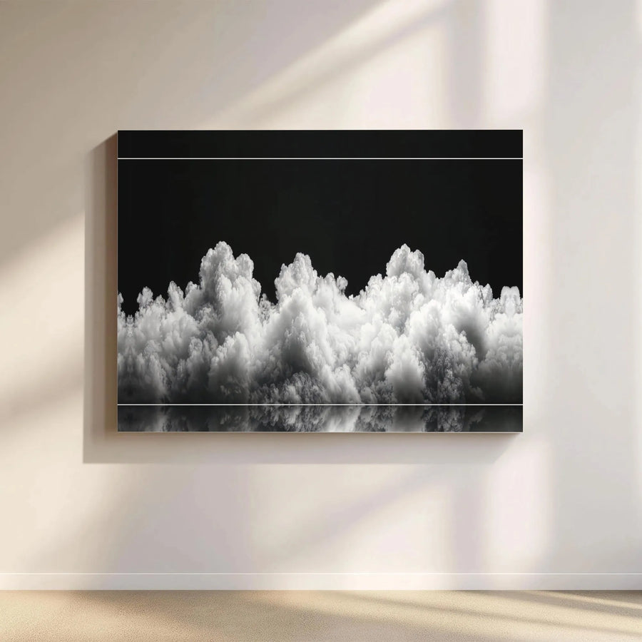 Minimalist Black and White Clouds Horizontal Canvas | Dramatic High Contrast Stormy Sky Wall Art | Premium 1.25" Gallery Wrap Print | Modern Living Room Home Decor Gift
