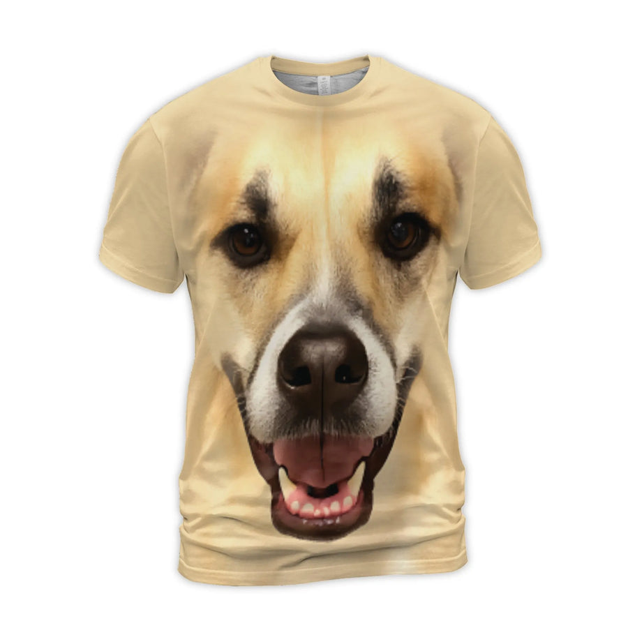 Yellow Labrador 3D T-Shirt | Realistic Dog Face Graphic Print | Premium Soft Stretch Polyester | Gift For Dog Lovers & Pet Owners