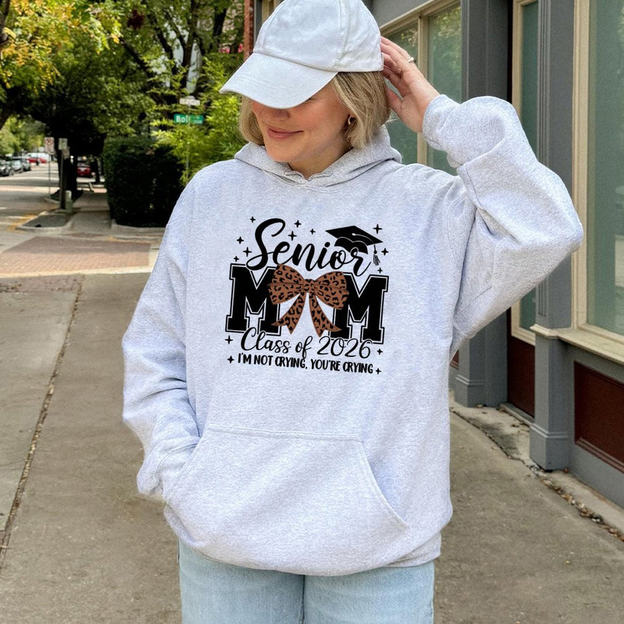 Senior Mom 2026 Hoodie | Leopard Print Bow Graduation Design | Soft Cotton Blend | Proud Class Of 2026 Gift For Mom