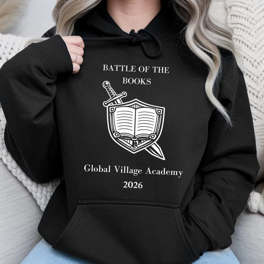 Battle of the Books 2026 Hoodie | Global Village Academy Reading Competition Sweatshirt | Premium Cotton Blend | Gift for Students & Readers
