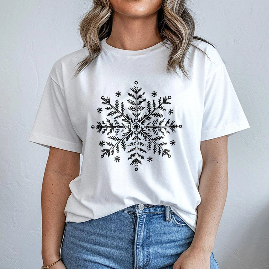 Snowflake Christmas T-Shirt | Minimalist Winter Holiday Graphic Tee | 100% Cotton Premium Quality | Festive Gift for Family and Friends