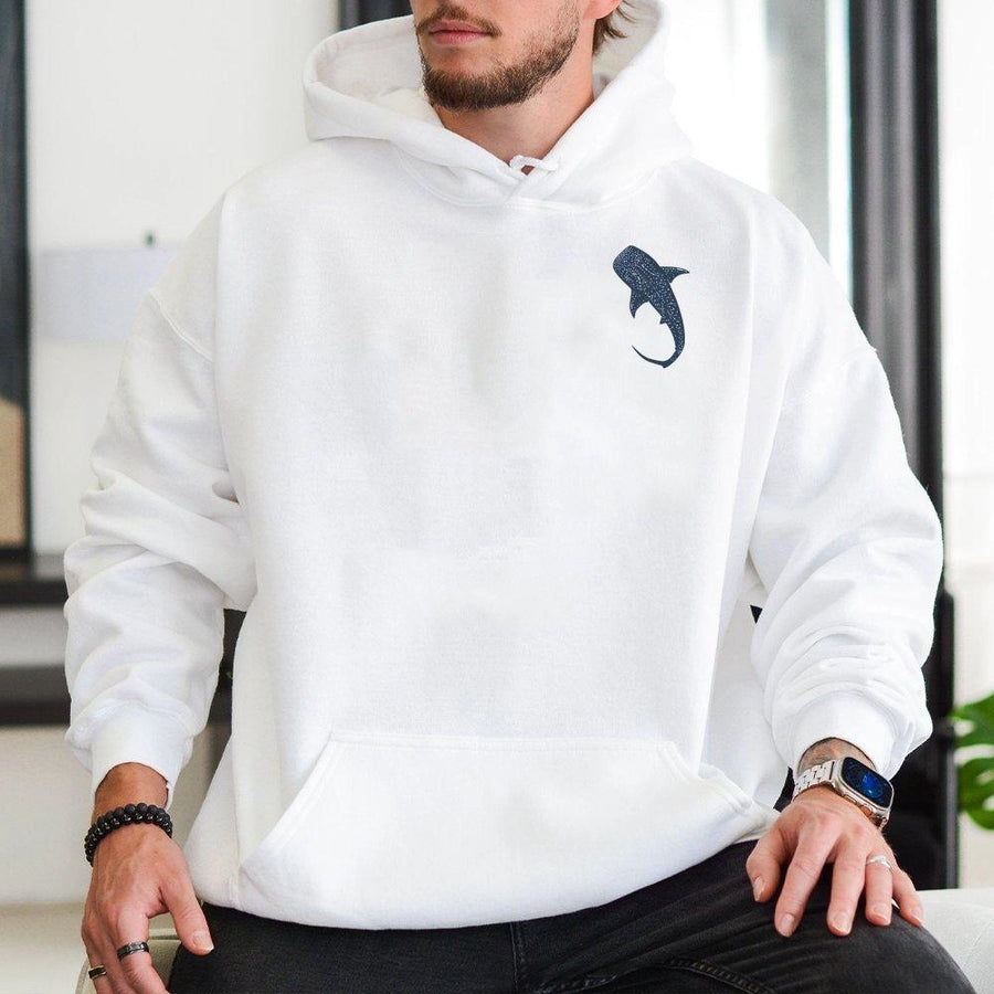 Whale Shark Hoodie | Minimalist Marine Life Embroidery | Premium Cotton Blend | Ocean Lover Gift for Nature Enthusiasts