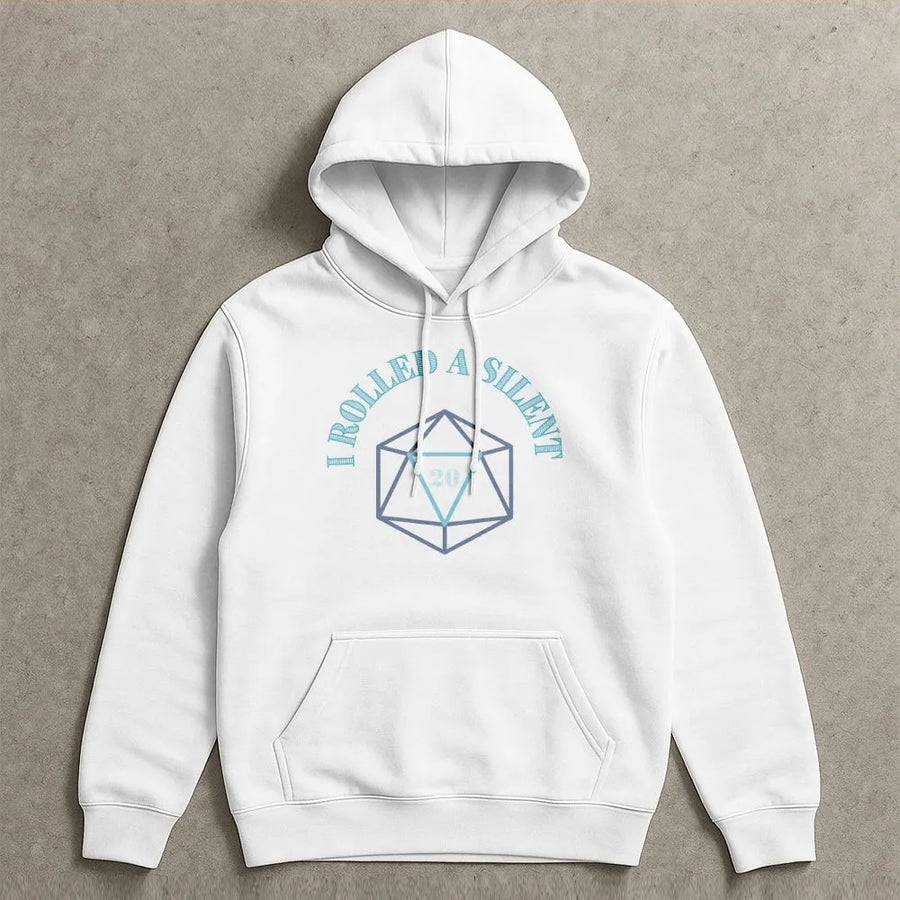 D20 Dice Hoodie | I Rolled a Silent 20 Graphic | Premium Cotton Blend | Gift for RPG Tabletop Gamers and DM
