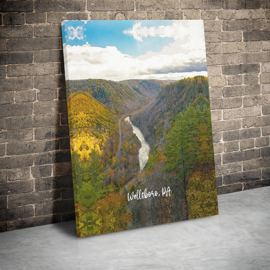 Pine Creek Gorge Canvas | Wellsboro PA Landscape Art | Premium Gallery Wrap | Nature Wall Decor Gift for Pennsylvania Travelers