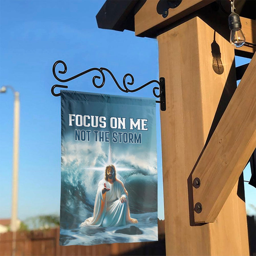 Jesus Garden Flag | Focus On Me Not The Storm Inspirational Decor | Weather-Resistant Premium Polyester | Christian Gift for Front Yard Patio
