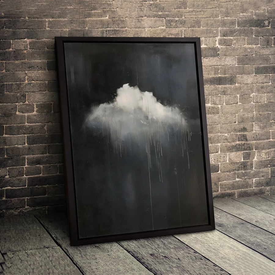 Abstract Moody Cloud Canvas Art | Minimalist Rain Storm Wall Decor | Gallery-Wrapped Premium Canvas | Modern Home & Office Interior Accent