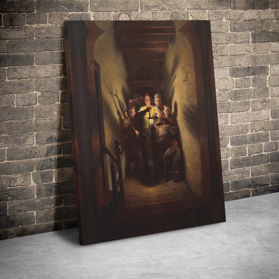 Children Frightened by a Ghost Canvas Print | Ferdinand De Braekeleer Wall Art | 1.25" Gallery Wrap | Gothic Horror Home Decor Gift