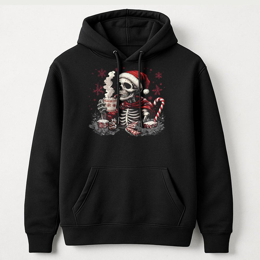 Skeleton Santa Hoodie | Funny Christmas Skull Graphic | Premium Cotton Blend | Unisex Holiday Gift for Men and Women