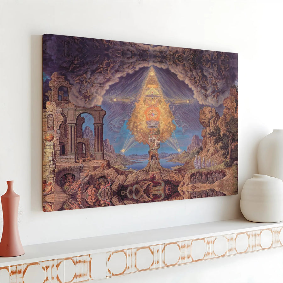Tree Of Life Canvas Wall Art | Surreal Visionary Landscape Print | Premium 1.25 Inch Gallery Wrap | Esoteric Home Decor For Spiritual Seekers