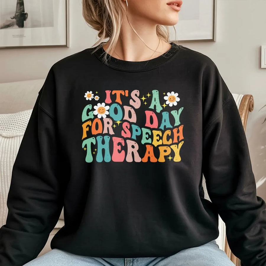 Speech Therapy Sweatshirt | Retro Groovy SLP Design | Premium Cotton Blend | Gift for Speech Language Pathologist