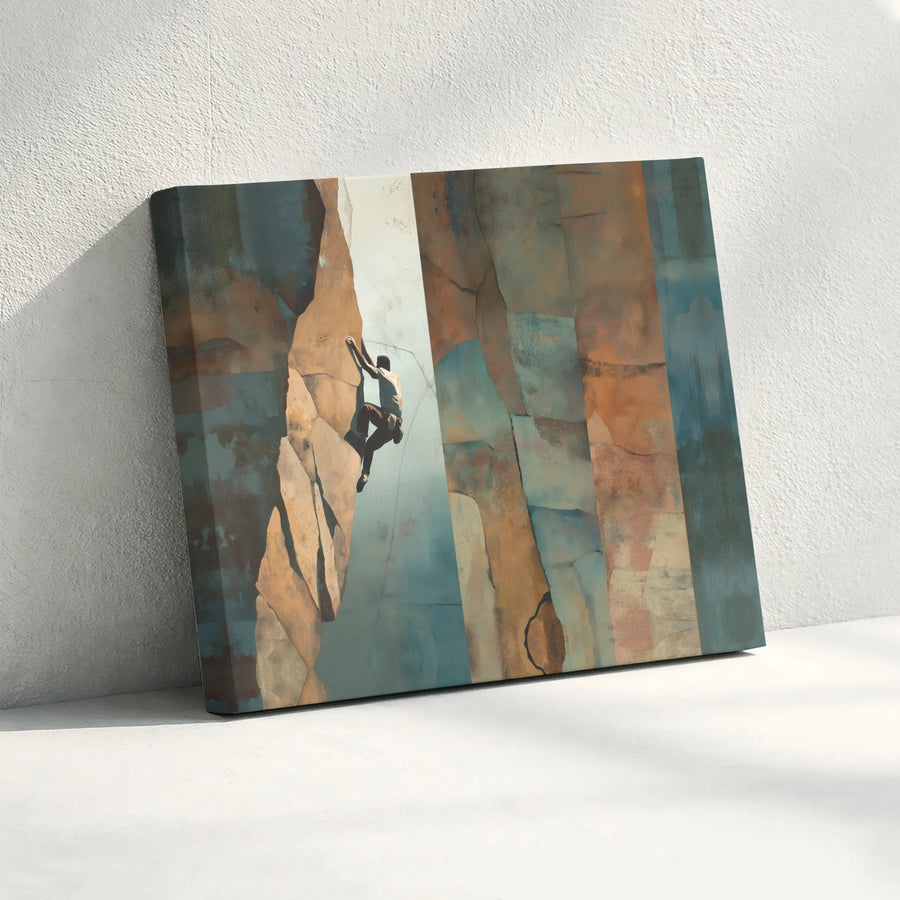 Rock Climber Canvas Print | Abstract Mountain Adventure Wall Art | Premium Gallery Wrapped Decor | Modern Sports Gift for Climber