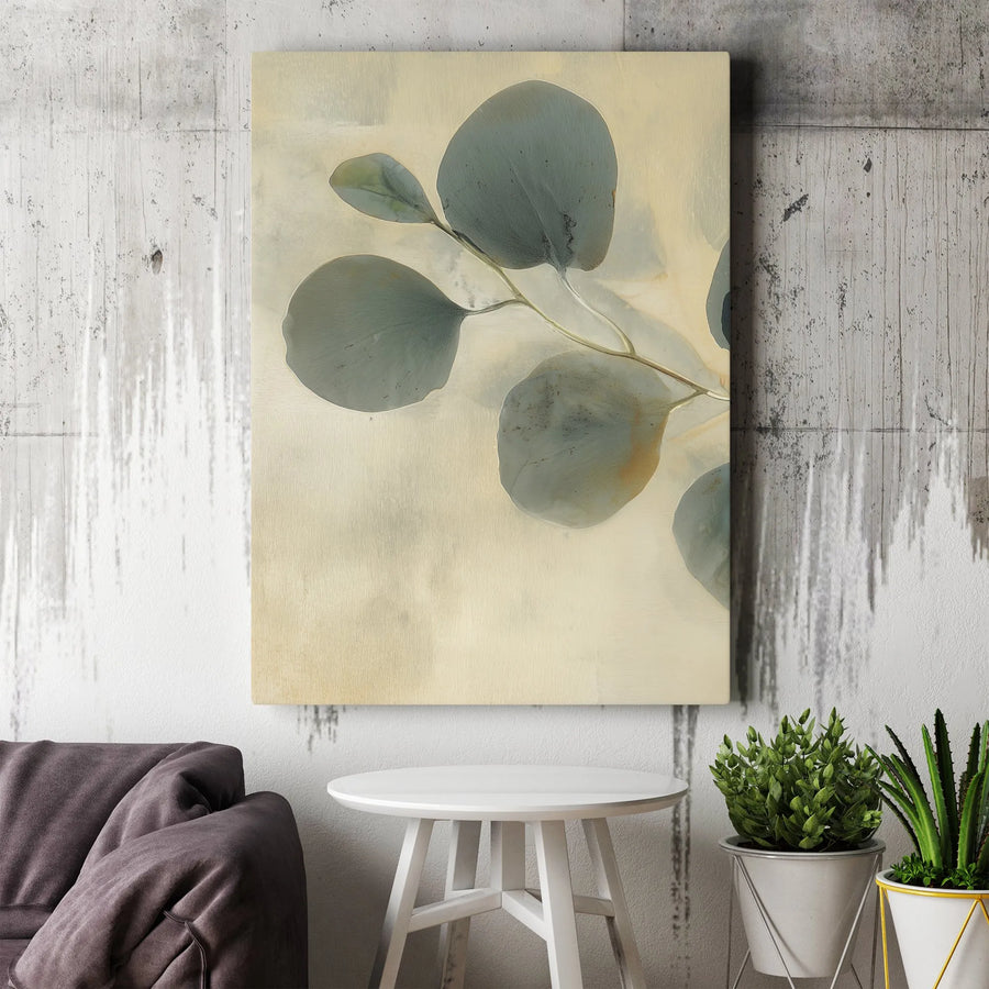 Minimalist Eucalyptus Vertical Canvas | Sage Green Botanical Leaf Art | Premium Frameless Wall Decor | Modern Boho Living Room & Office Gift