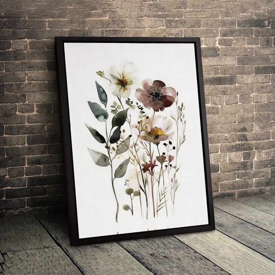 Watercolor Wildflower Canvas Wall Art | Botanical Floral Illustration | Premium Fade-Resistant Gallery Print | Minimalist Nature Decor for Home and Office