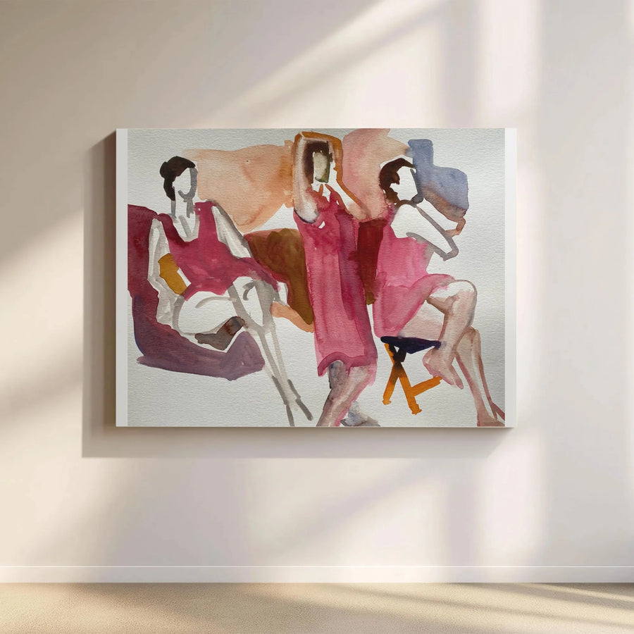Abstract Women Canvas Wall Art | Modern Figurative Watercolor Painting Print | Premium Gallery Wrapped Canvas | Contemporary Home Decor Gift