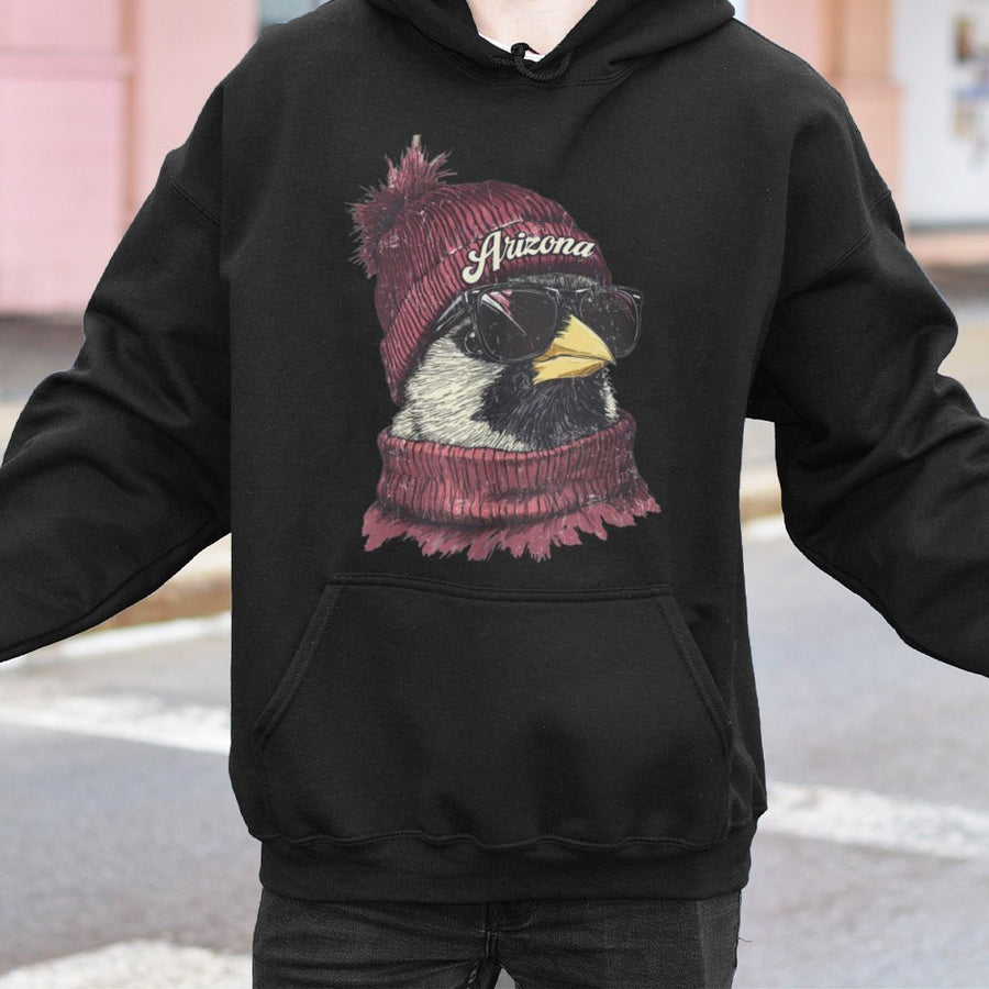 Arizona Cardinal Bird In Beanie And Sunglasses Hoodie