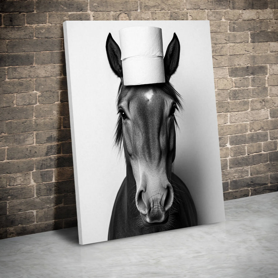 Funny Horse Wall Art | Toilet Paper Humor Print | Premium 1.25" Thick Canvas | Whimsical Farmhouse Home Decor