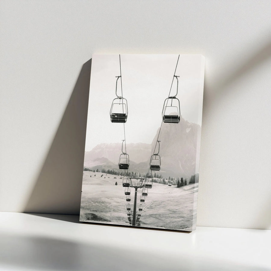 Ski Lift Canvas Wall Art | Black and White Mountain Photography | Limited Edition Fine Art Print | Gift for Skier & Cabin Decor