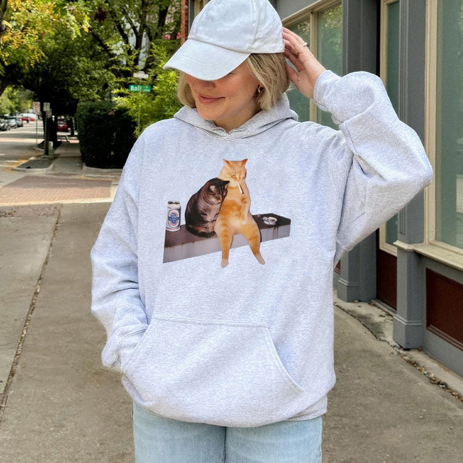 Funny Smoking Cat Hoodie | Retro Meme Graphic Sweatshirt | Premium Cotton Blend | Unisex Gift For Cat Lovers And Meme Enthusiasts
