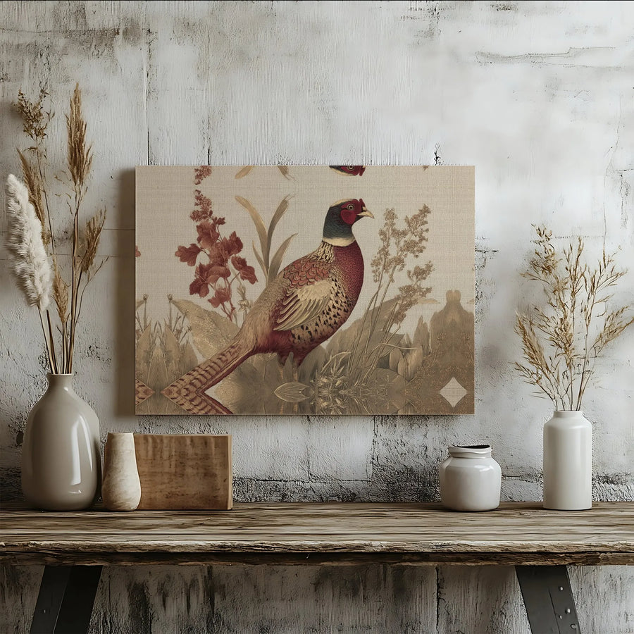 Vintage Pheasant Canvas Print | Antique Botanical Bird Wall Art | Premium Gallery Wrapped Decor | Nature Lover Gift for Living Room
