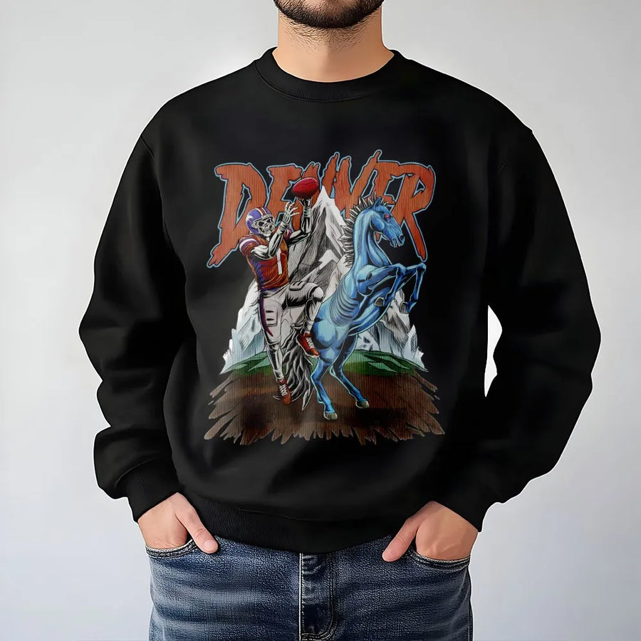 Denver Football Retro Sweatshirt, Vintage Broncos, Classic Throwback Fan Apparel Sweatshirt Womenswear