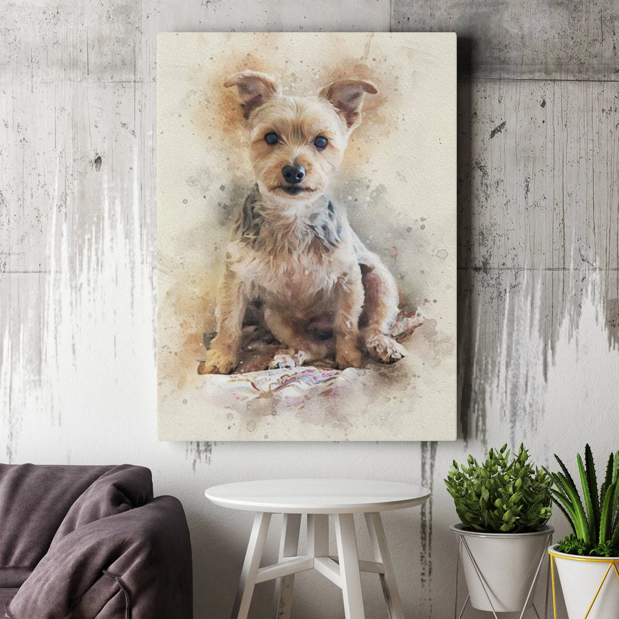 Yorkshire Terrier Canvas Wall Art | Watercolor Dog Portrait | Premium 1.25-Inch Gallery Wrap | Gift for Dog Lovers and Yorkie Owners
