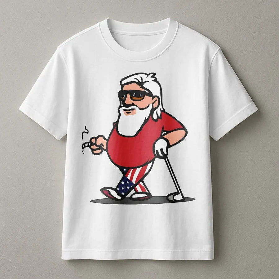 Grip It & Rip It Golf T-Shirt | Funny Patriotic Golfer with USA Flag Pants | Premium Cotton Blend | Humor Gift for Dad, Grandpa