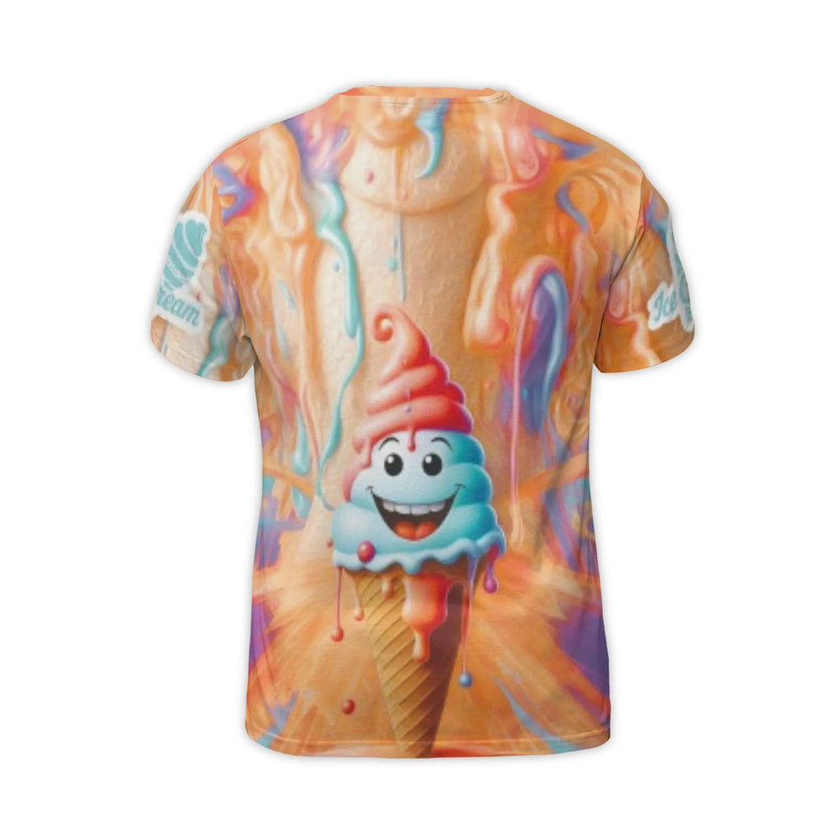 Melting Ice Cream 3D T-Shirt | Drippy Graphic Cartoon Character | Premium Polyester Spandex | Fun Streetwear Gift for Teens & Adults