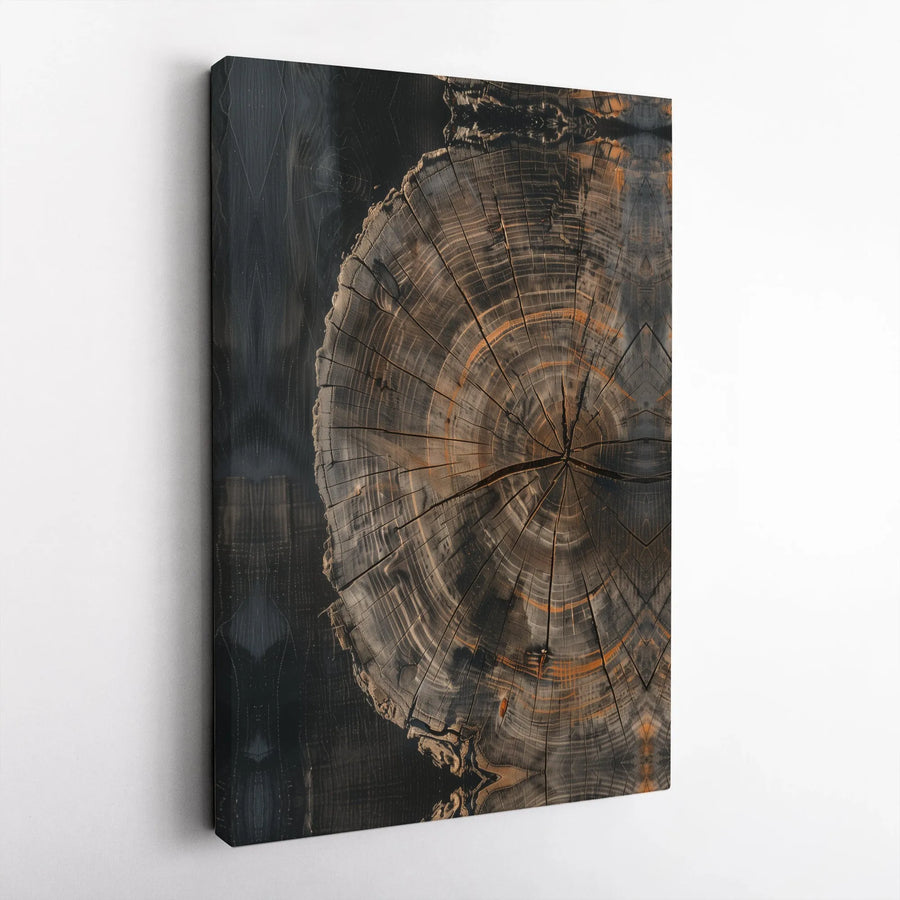 Tree Ring Canvas Wall Art | Rustic Tree Stump Cross Section Print | Premium Frameless Gallery Canvas | Modern Farmhouse & Cabin Decor Gift