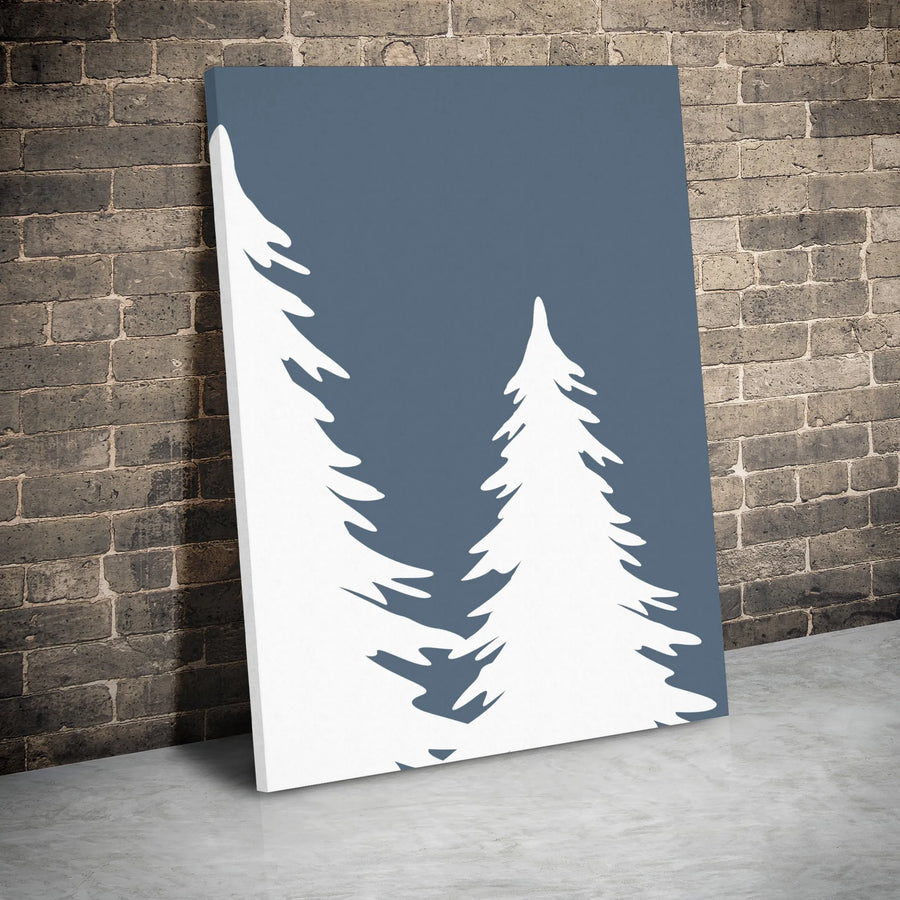 Minimalist Pine Tree Canvas Art | Modern Forest Silhouette Wall Decor | Gallery Wrapped Premium Print | Nature-Inspired Home Office Wall Hanging