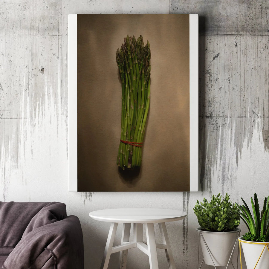 Asparagus Canvas Wall Art | Moody Kitchen Decor Photography | Premium 1.25" Thick Gallery Canvas | Unique Gift for Foodies